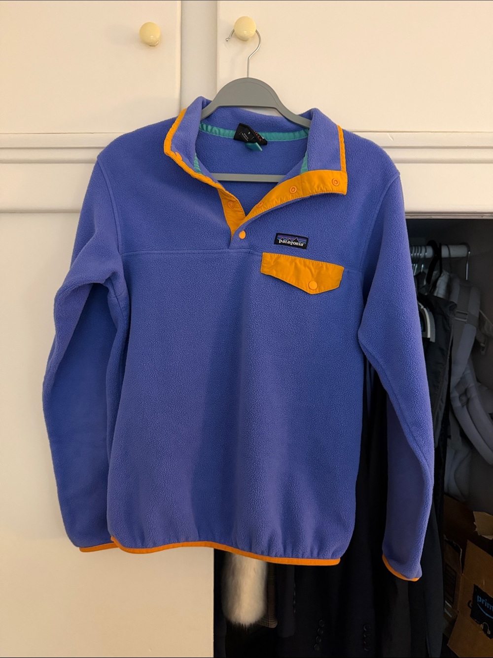 Patagonia Women’s Fleece Pullover Jacket - Purple with Orange Trim